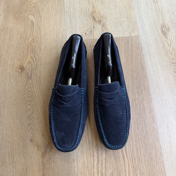 To Boot New York by Adam Derrick Blue Suede Driving Loafer - Picture 2 of 6
